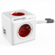 Allocacoc električni razdelilec PowerCube Extended, USB, rdeč