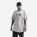 Bombažna kratka majica HUF črna barva - siva. Lahkotna kratka majica iz kolekcije HUF. Model izdelan iz tanke, elastične pletenine.