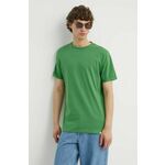 Bombažna kratka majica Les Deux zelena barva - zelena. Kratka majica iz kolekcije Les Deux, izdelana iz tanke, elastične pletenine. Model iz izjemno udobne bombažne tkanine.
