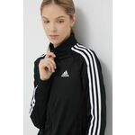 Pulover adidas ženska, črna barva - črna. Pulover iz kolekcije adidas. Model z zapenjanjem na zadrgo, izdelan iz recikliranega materiala. Model z mehko notranjo oblogo.