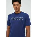 Kratka majica Guess moški, mornarsko modra barva - mornarsko modra. Kratka majica iz kolekcije Guess. Model izdelan iz tanke, elastične pletenine.