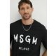 Bombažna kratka majica MSGM moška, črna barva, 2000MM510.200002 - črna. Kratka majica iz kolekcije MSGM, izdelana iz tanke, elastične pletenine. Visokokakovosten izdelek, izdelan v Italiji.