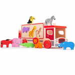 Bigjigs Toys Leseni avtomobil s safari živalmi