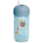Suavinex Forest Straw Trainer Cup steklenička za otroke s slamico 18 m+ Blue 340 ml