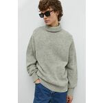 Volnen pulover Les Deux moški, siva barva - siva. Pulover iz kolekcije Les Deux. Model izdelan iz srednje debele pletenine z visoko vsebnostjo volne, ki ima naravno sposobnost zračnosti in vpijanja vlage. Zaradi svoje visoke termoregulacijske...