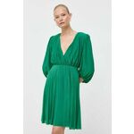 Obleka Liu Jo zelena barva - zelena. Obleka iz kolekcije Liu Jo. Model izdelan iz tanke, elastične pletenine. Model iz osupljive svetleče tkanine s kovinsko nitjo.