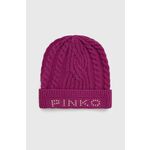 Kapa Pinko vijolična barva, - vijolična. Kapa iz kolekcije Pinko. Model izdelan iz pletenine z nalepko.