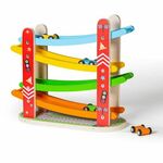 Bigjigs Toys Lesena dirkalna steza za avtomobile